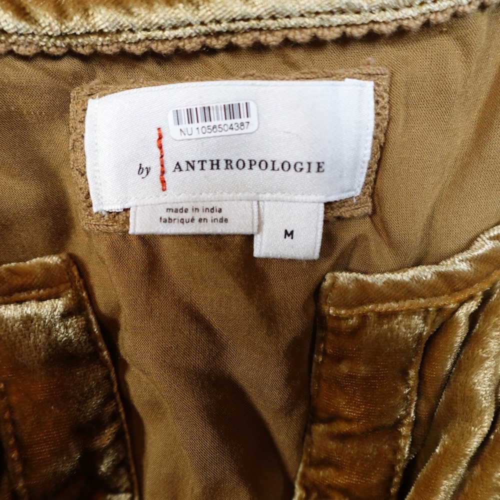 Anthropologie Dress‎ Womens Medium Somerset Maxi Velvet Gold Bamboo Tiered - Picture 5 of 11